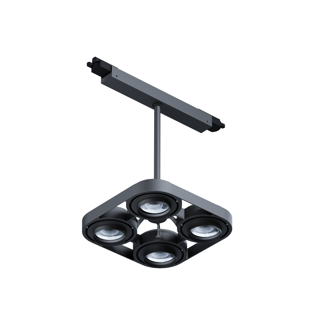 80W Square 4-Head Track Pendant Lighting